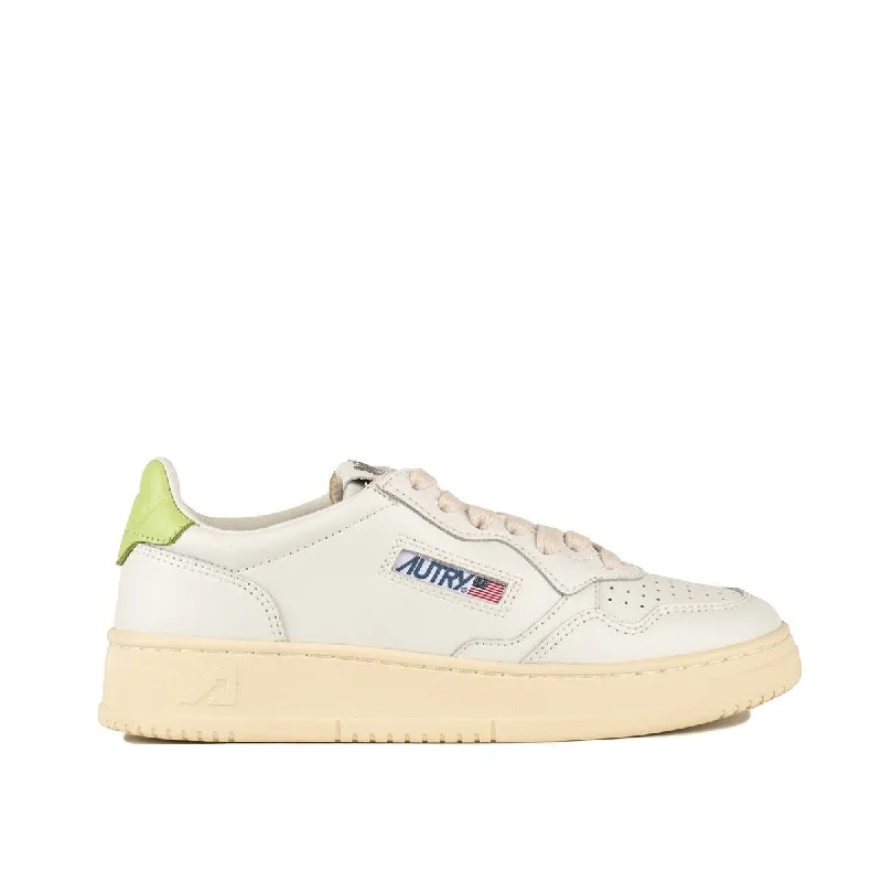 Autry Green And White Leather Medalist Low Sneakers