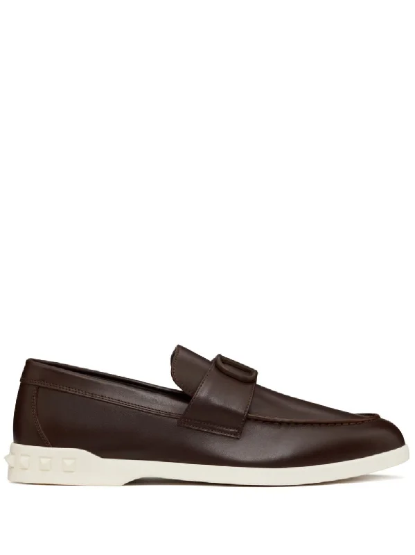 VALENTINO GARAVANI Leisure Flow Brown Leather Slip-On Sneakers