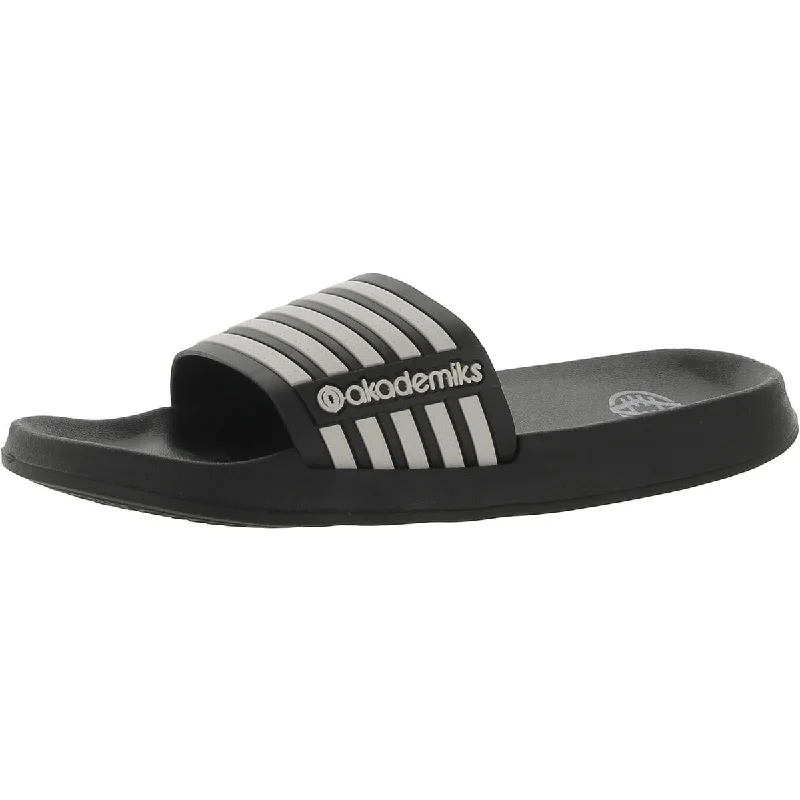 Akademiks Mens FLIP 1.0  Faux Leather Slides Pool Slides