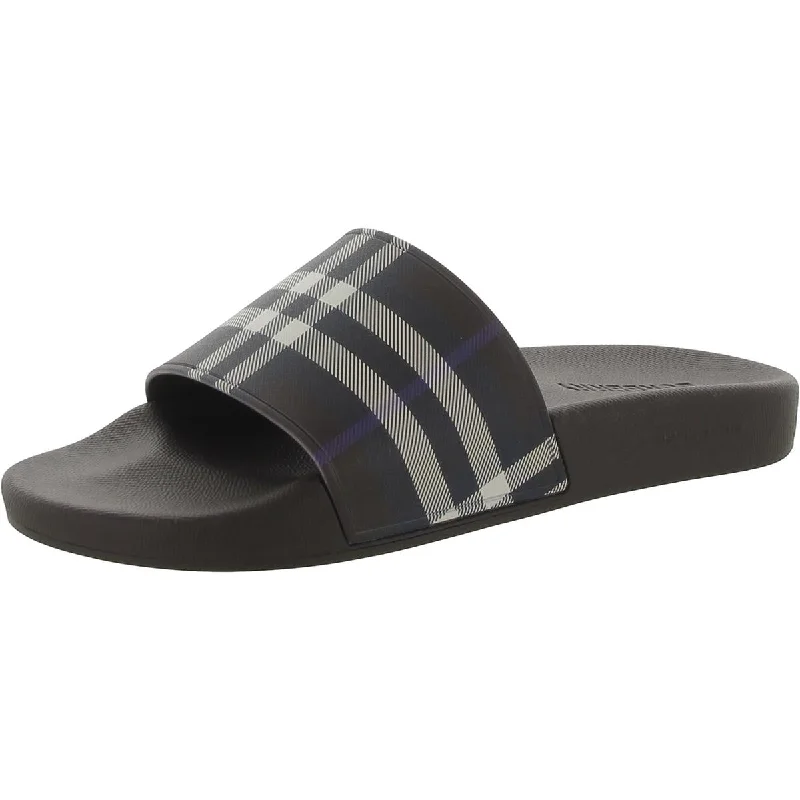 Burberry Mens Check Print Slip On Pool Slides