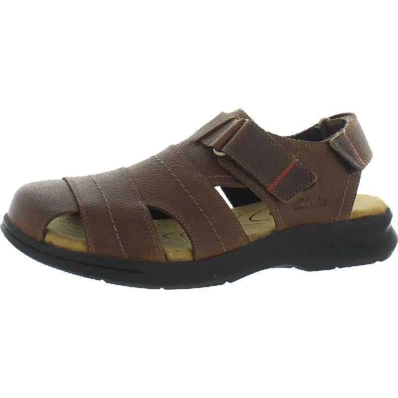 Clarks Hapsford Cove Men's Tumbled Leather Adjustable Fisherman Sandals