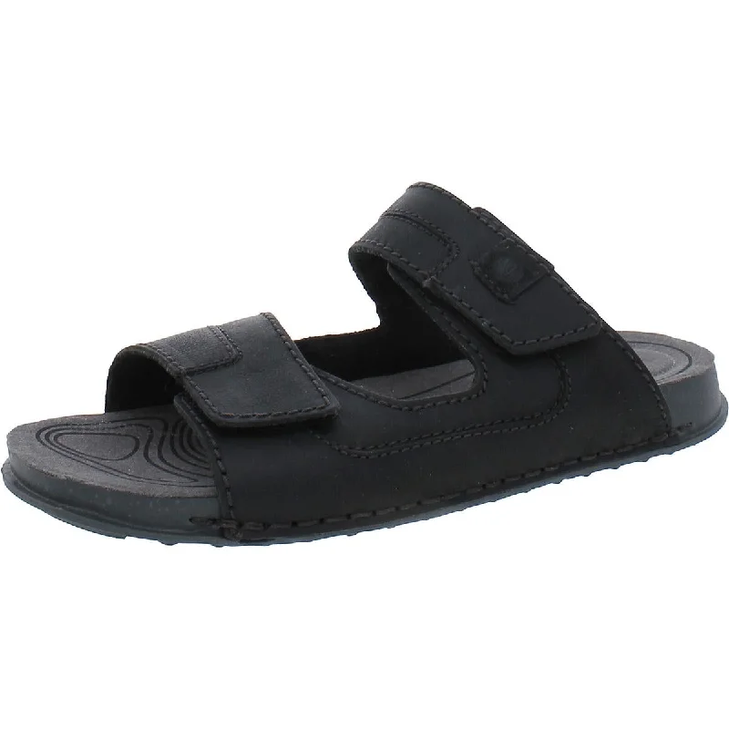 Clarks Mens Crestview Easy Leather Slide Sandals