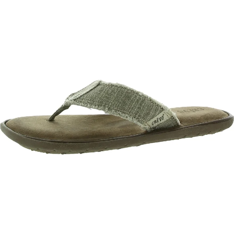 Crevo Mens Canvas Thong Flip-Flops