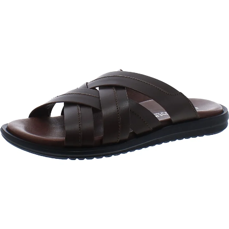 Donald J. Pliner Mens Iggie Leather Criss-Cross Slide Sandals