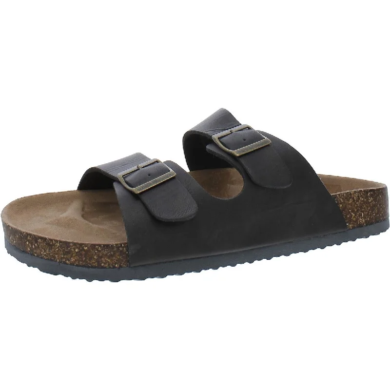 George Mens Faux Leather Slide Sandals