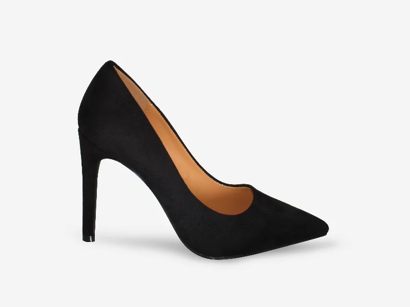 Alexandra - Black Faux Suede Court Heel