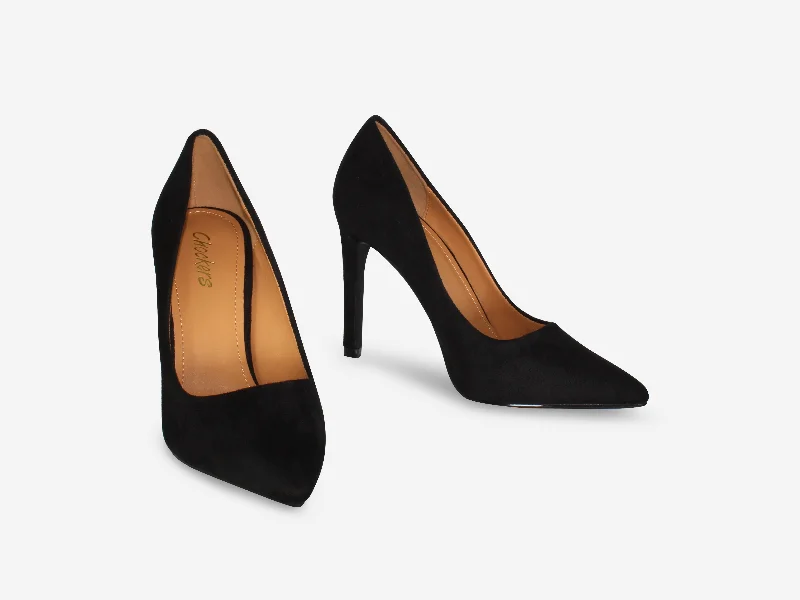 Alexandra - Black Faux Suede Court Heel