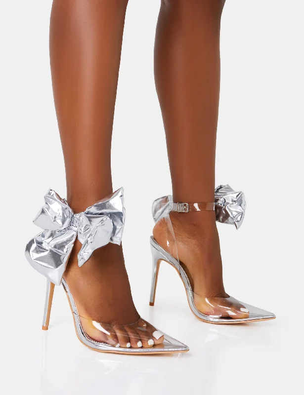 Aphrodite Silver Bow Perspex Court Stiletto Heel