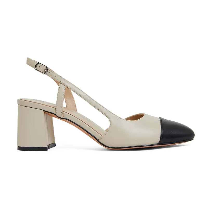 Chapter Heel in Black And Ivory Leather