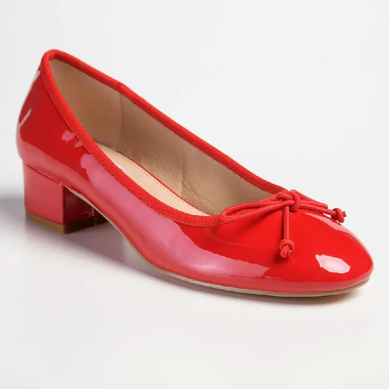 Madison Belen Low Block Heel Court with Bow - Red