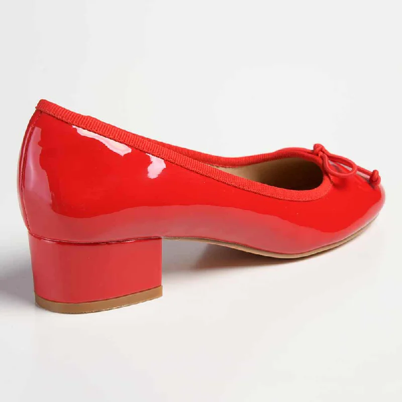 Madison Belen Low Block Heel Court with Bow - Red