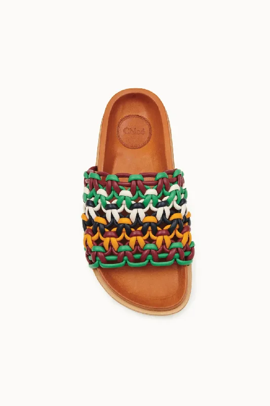 Chloé Wavy Leather Slides - Multicolour Brown