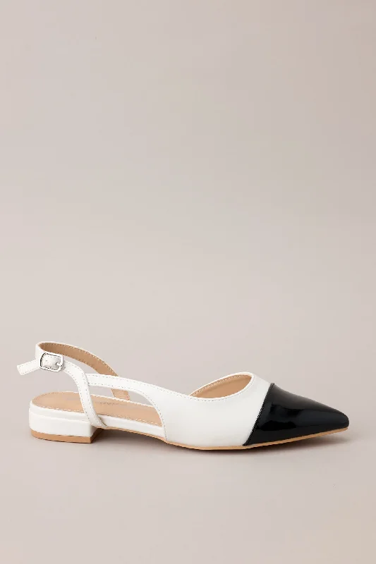 Elegant Equilibrium Black & White SlingBack Flats