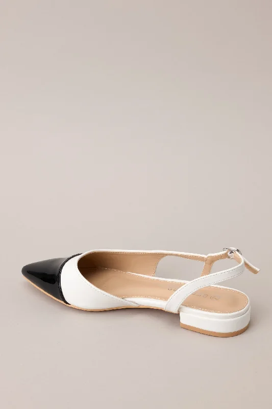 Elegant Equilibrium Black & White SlingBack Flats