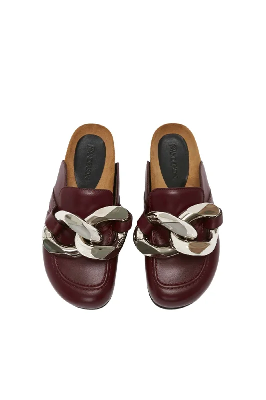 JW Anderson Chain Loafer - Burgundy/ Silver