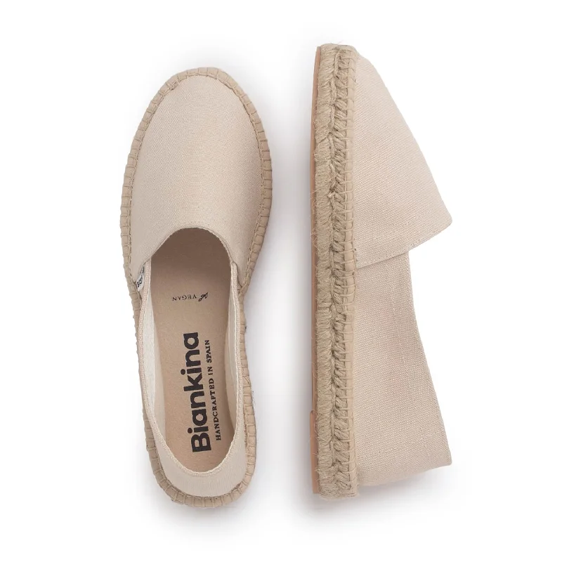 Mila Sustainable, Eco Friendly, Vegan Canvas Espadrille Flats - Beige Tan