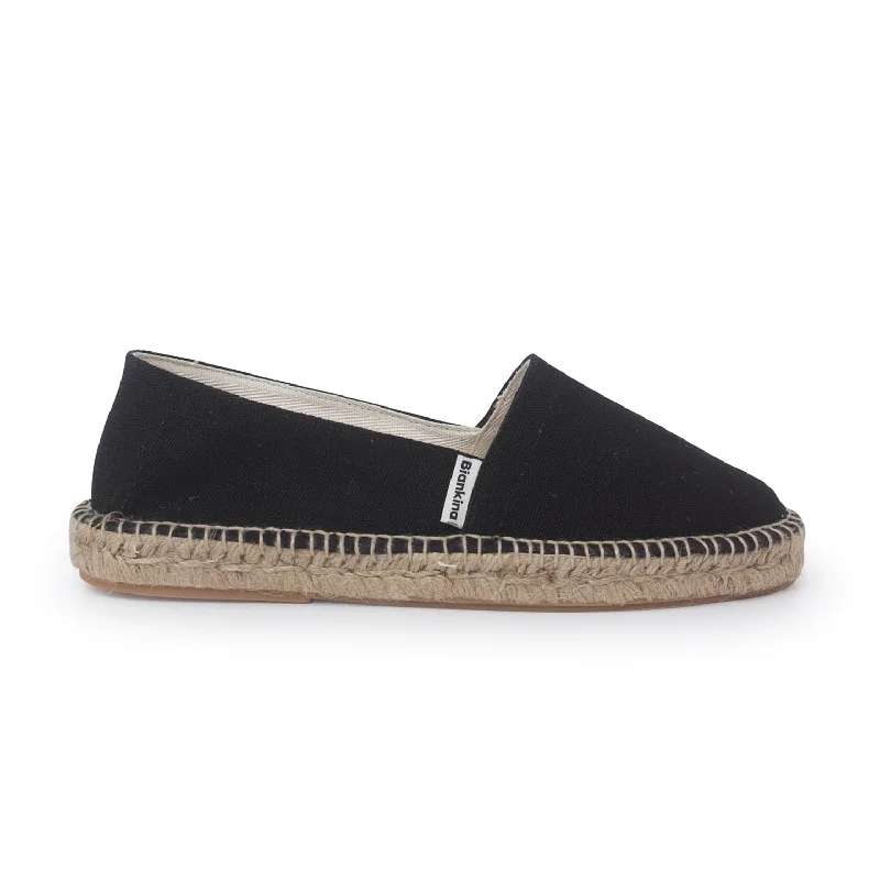 Mila Sustainable, Eco Friendly, Vegan Canvas Espadrille Flats - Black