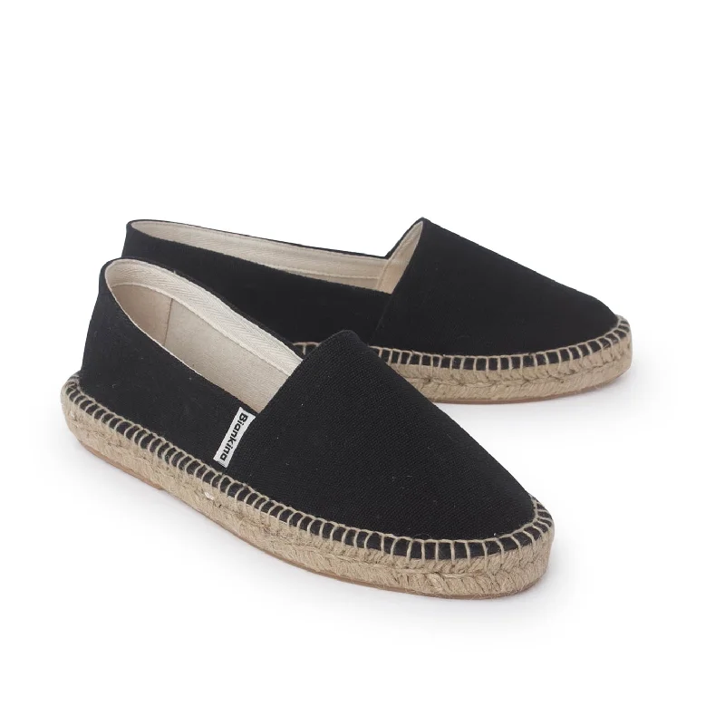 Mila Sustainable, Eco Friendly, Vegan Canvas Espadrille Flats - Black