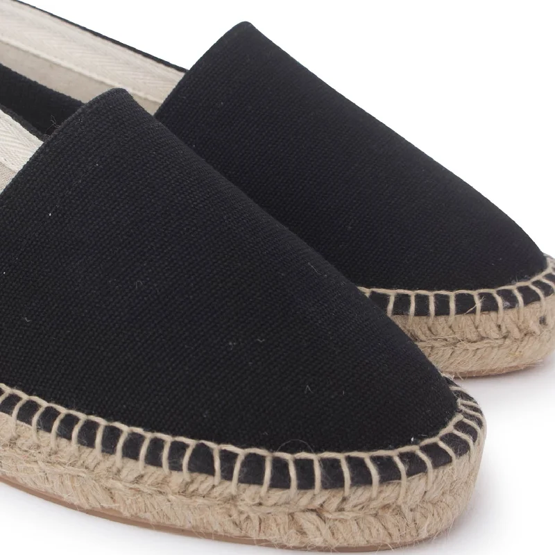 Mila Sustainable, Eco Friendly, Vegan Canvas Espadrille Flats - Black