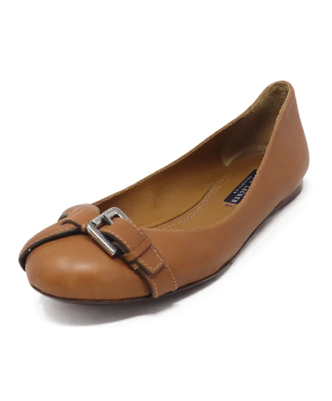 Ralph Lauren Tan Leather Flats sz 10