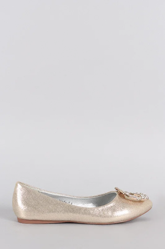 Princess Metallic Embellished Pointy Toe Flat