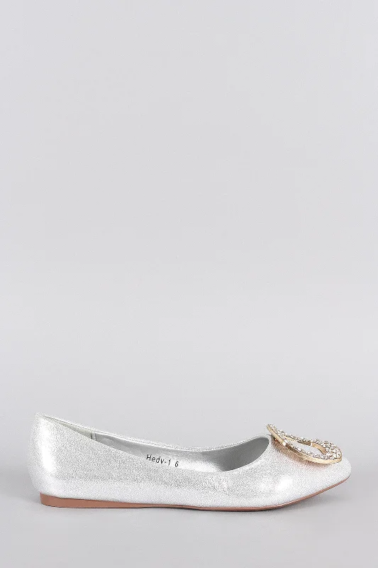 Princess Metallic Embellished Pointy Toe Flat