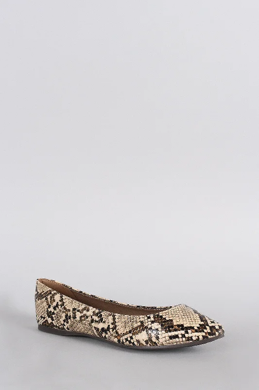 Breckelle Python Pointy Toe Ballet Flat