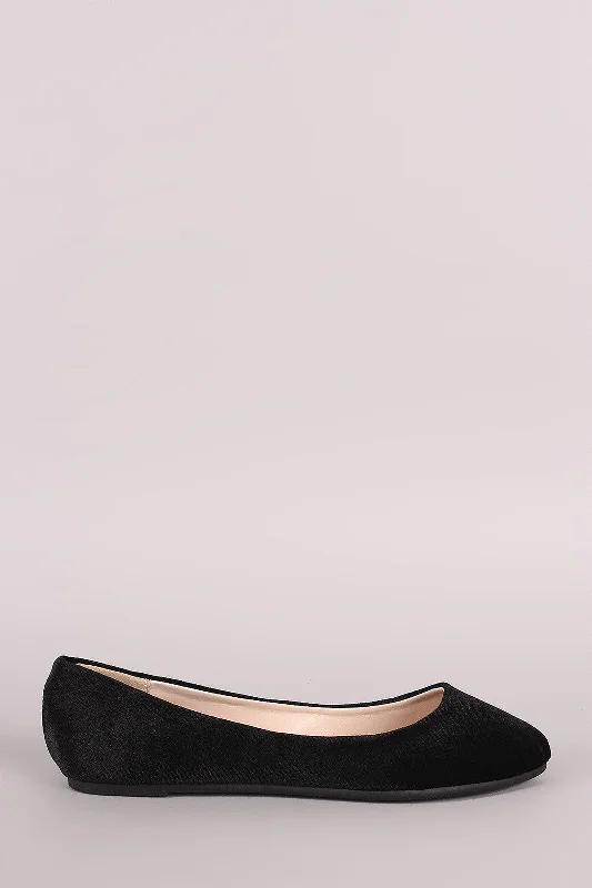 Bamboo Crushed Velvet Slip On Ballet Flat