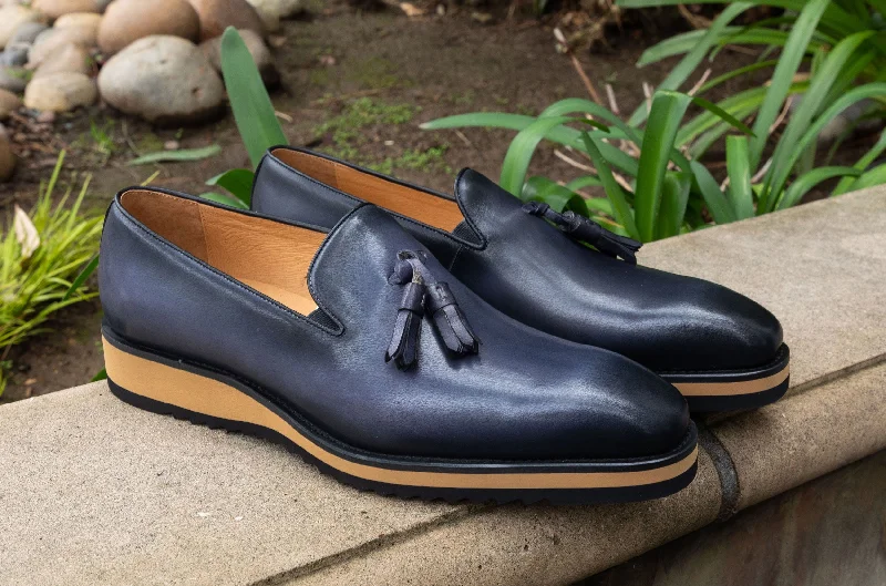 Calfskin Slip-On Tasseled Loafer Grey