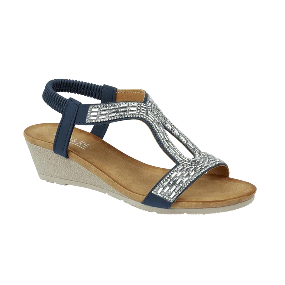 Jo & Joe Cape Verde Navy Glitter Wedge Sandal