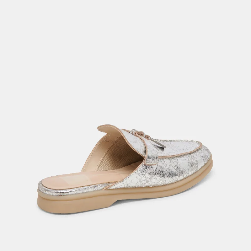 LASAIL FLATS SILVER DISTRESSED LEATHER