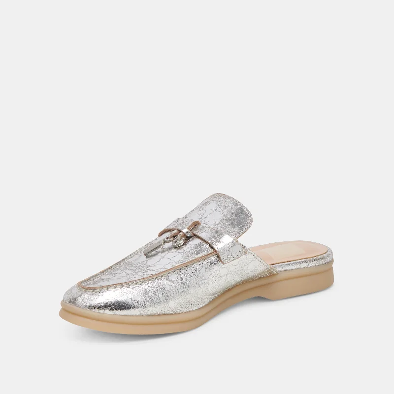 LASAIL FLATS SILVER DISTRESSED LEATHER