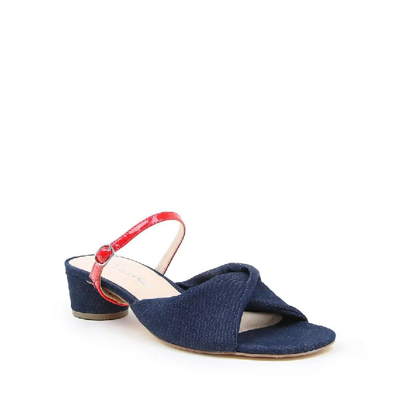 Denim Lo Twist Sandal + Red Gloss Twiggy Strap