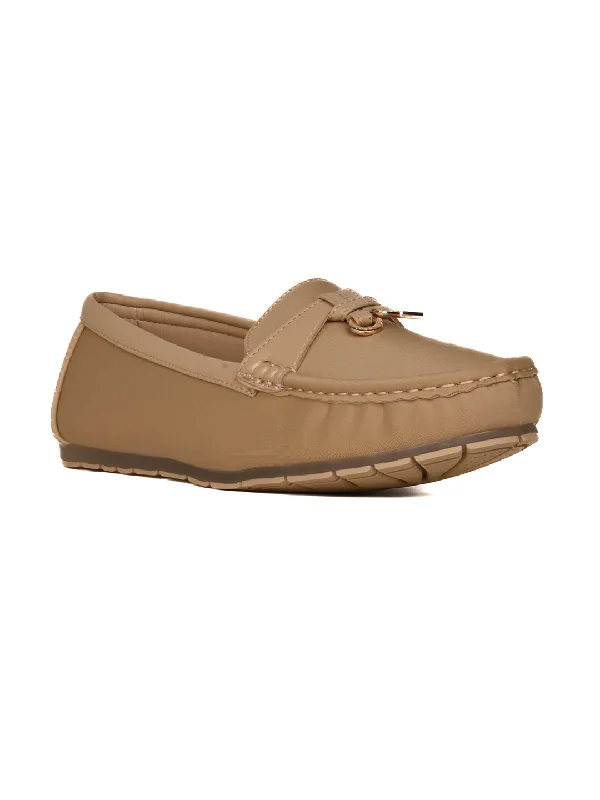 Women Beige Solid Loafers