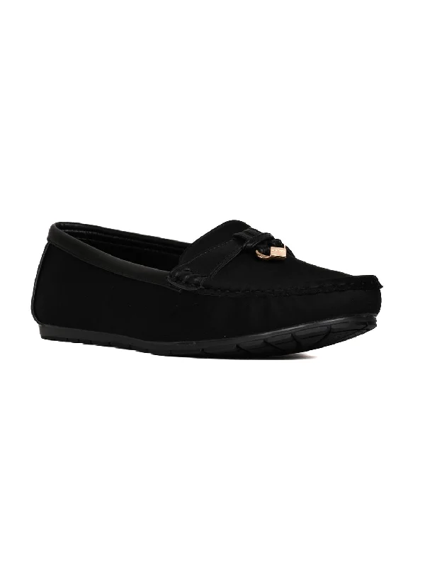 Women Black Solid Loafers