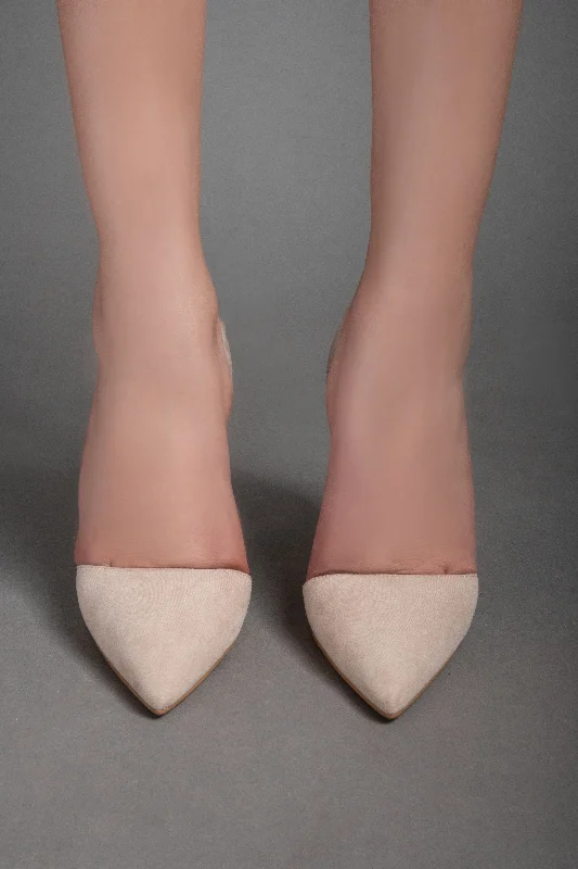 Pointed-Toe Stiletto Heels - Beige