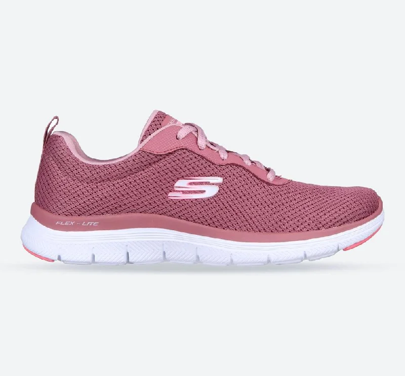 Women's Wide Fit Skechers 149303 Flex Appeal 4.0 Brilliant View Trainers - Mauve