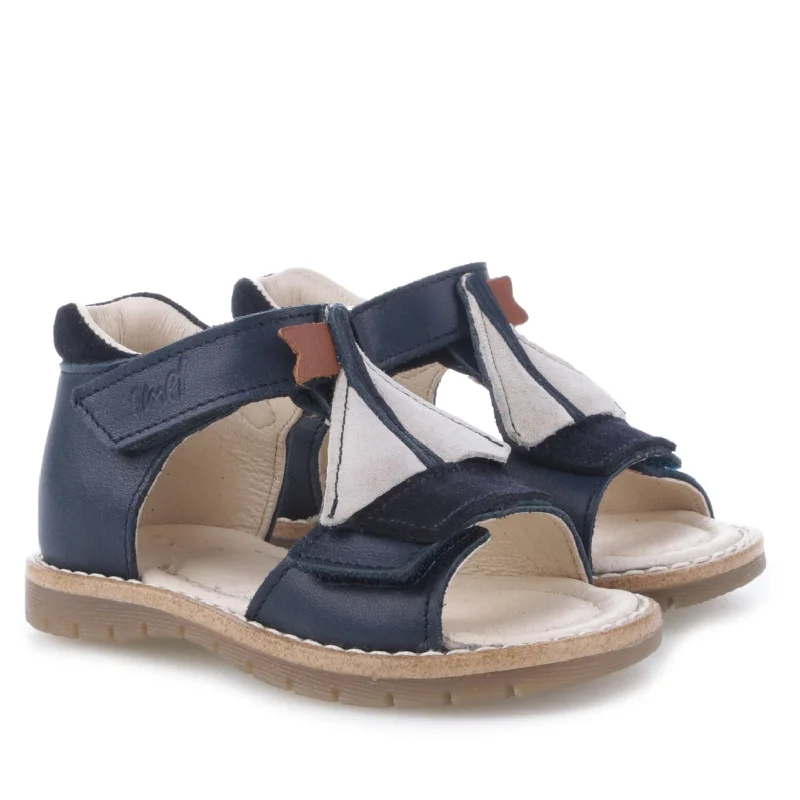 (2736) Emel Leather Sandals Navy