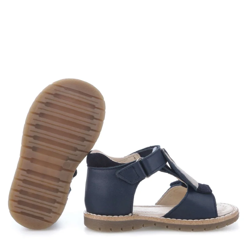 (2736) Emel Leather Sandals Navy