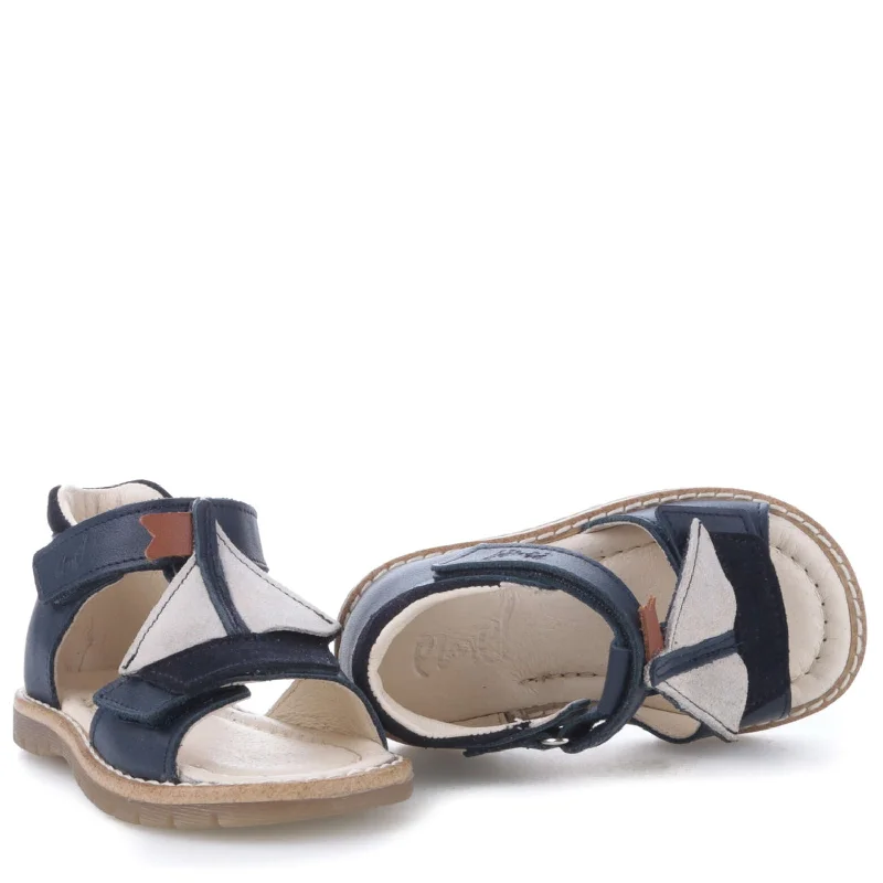 (2736) Emel Leather Sandals Navy