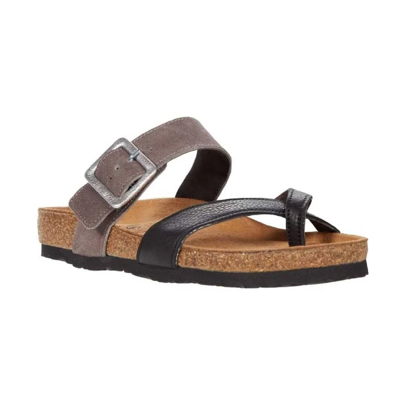 Naot Women's Fresno Sandal - Black Leather/ Taupe Gray Suede