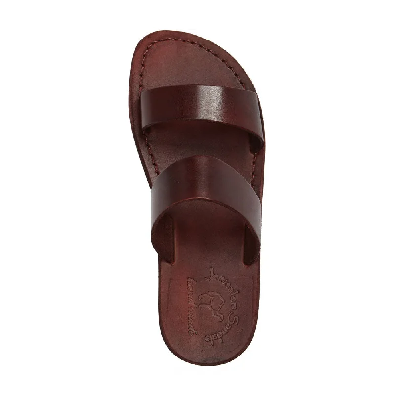 Aviv - Leather Wide Strap Sandal | Brown