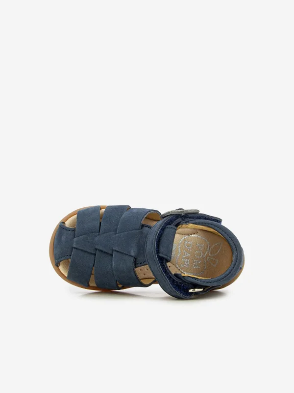 Pom D'Api Baby Leather Stand-Up Papy Sandals in Navy