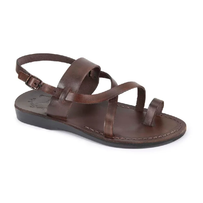 Bethany - Leather Cross Strap Sandal | Brown