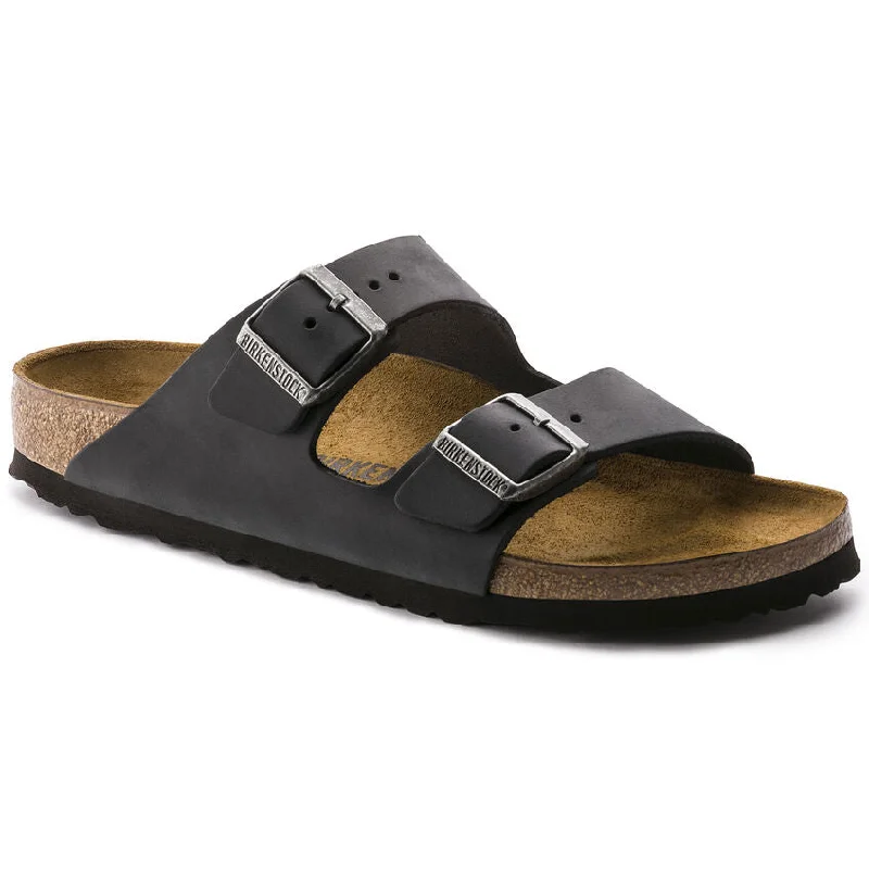 Birkenstock Arizona Waxy Leather Regular Footbed - Black 552111