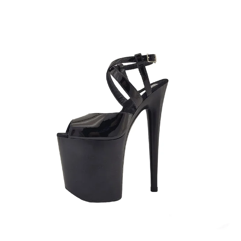 Jacky black patent leather black platform sandals