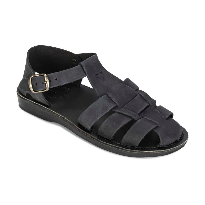 Daniel - Leather Fisherman Sport Sandal | Black Nubuck