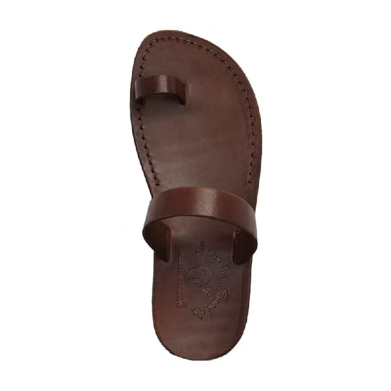 Eden - Leather Toe Ring Minimalist Sandal | Brown