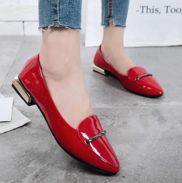 Elegant Pointed Toe Flat Leather Flats