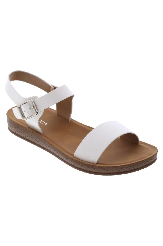 FARON-4/2024 White Faux Leather Sandal